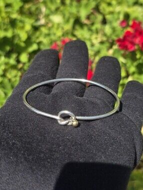 Tiffany & Co. Vintage Sterling Silver & 18K Gold Love Knot Bangle Bracelet